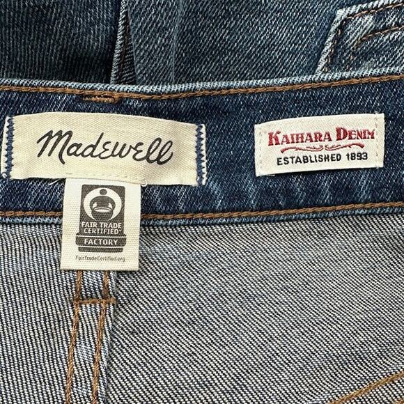 Madewell Jeans Womens 28 Blue Rail Straight Kaihara Denim Cuff Stretch Pockets - Picture 7 of 14
